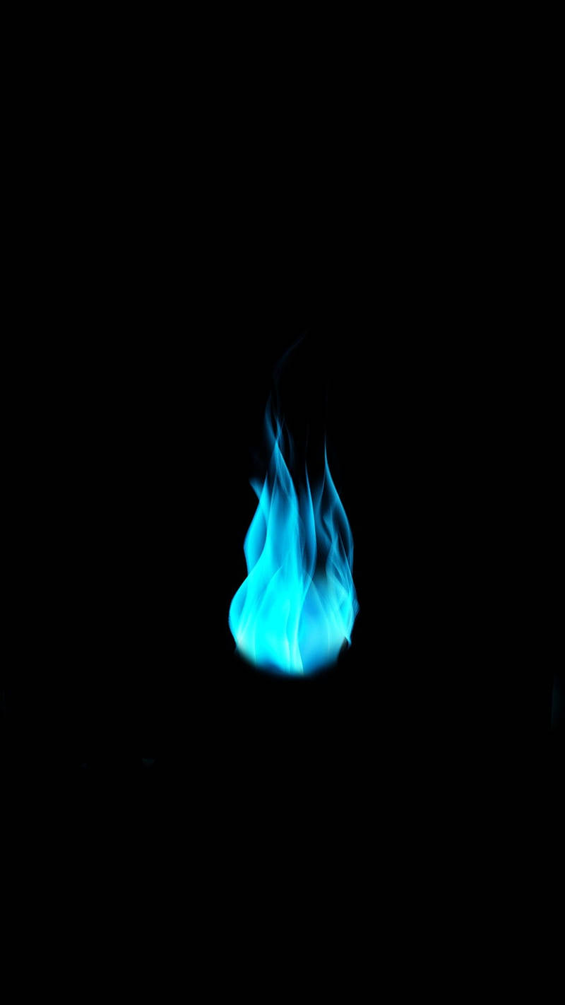Flames 桌布 壁紙 — 單一鮮豔的藍色火焰在純黑背景上舞動，形成強烈對比。