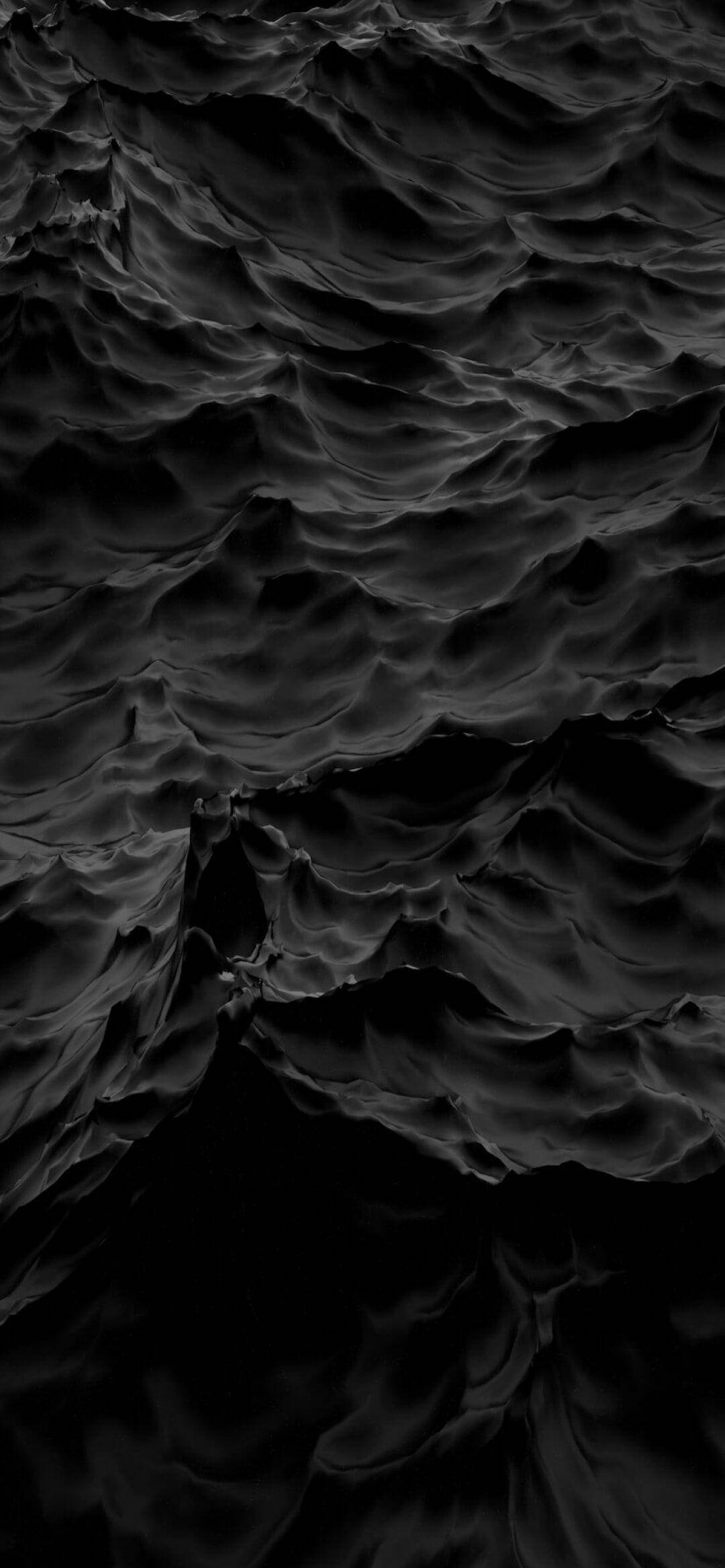 Aesthetic iPhone Xr 桌布 壁紙 — 單色抽象紋理，呈現流動的深色波浪，帶有細微高光，營造出陰鬱而沉浸的視覺效果。