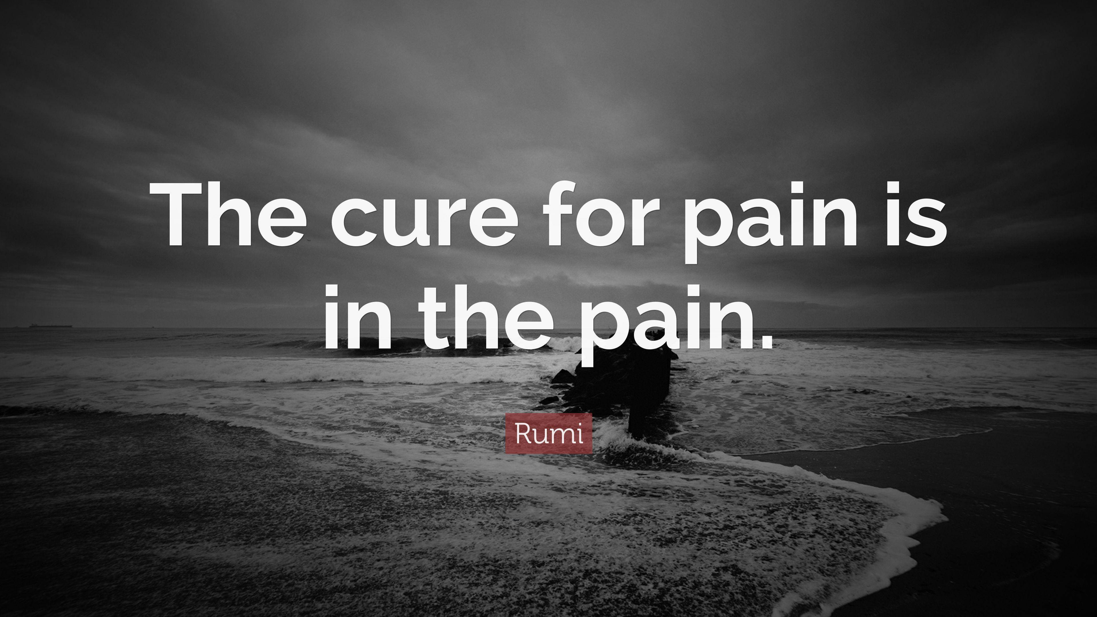 Pain Quotes 桌布 壁紙 — 單色海浪在暴風雨的天空下衝擊著黑暗的岩石，並疊加了引文文字。