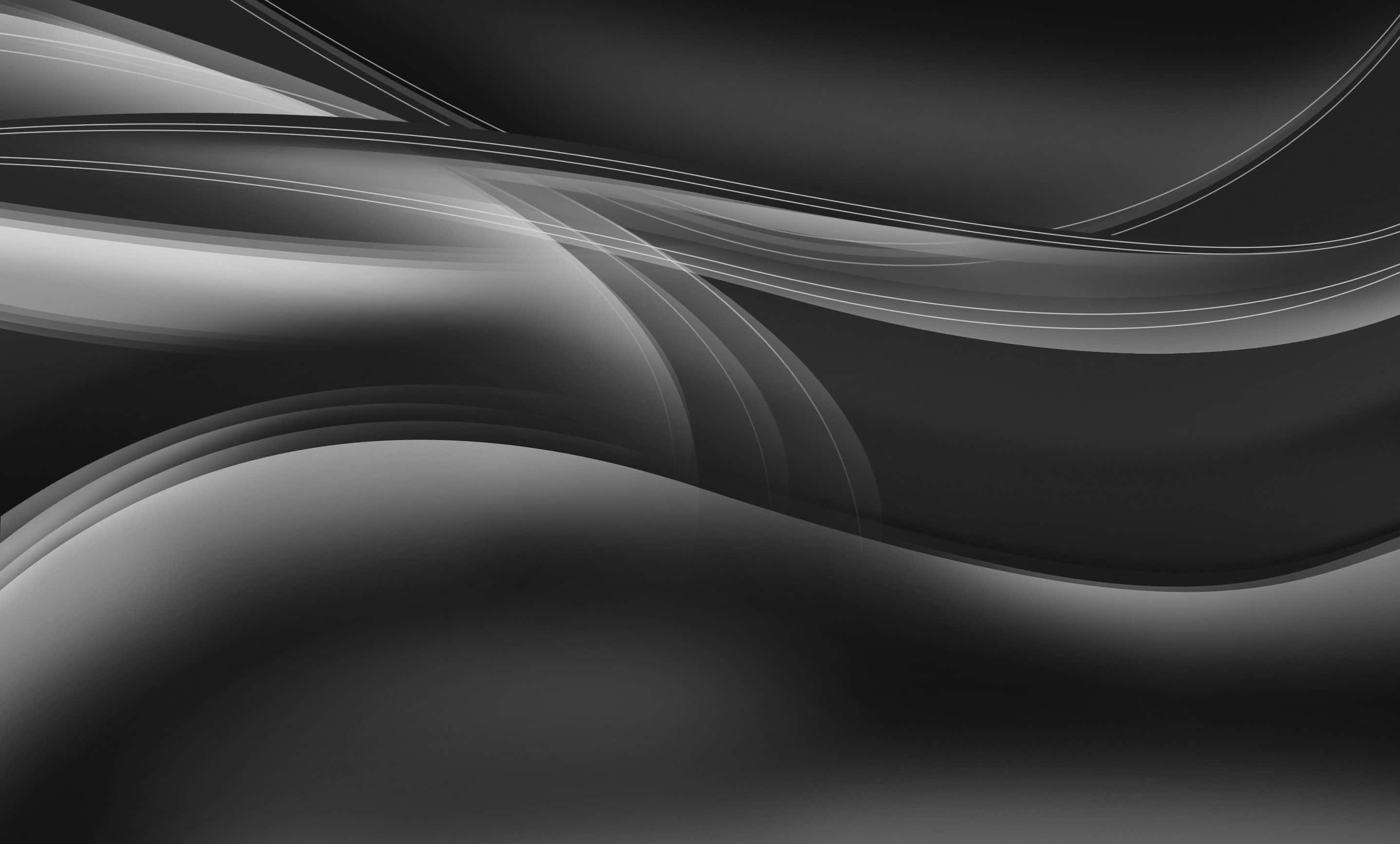 Black And Silver 桌布 壁紙 — 單色漸變中優雅的流動曲線，營造出時尚的抽象動感背景。