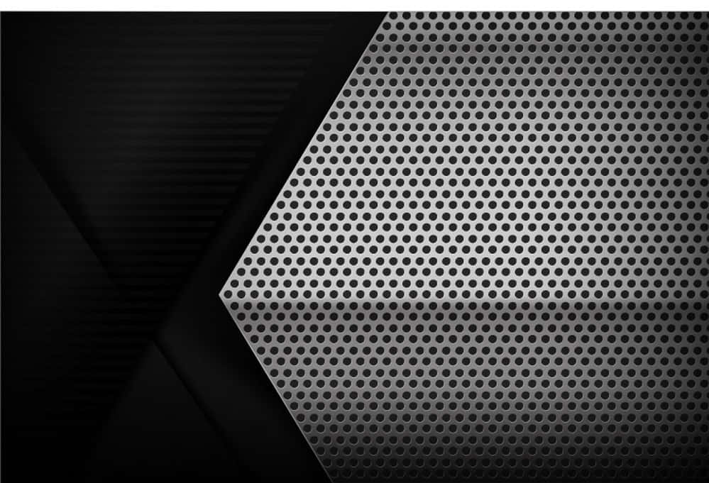 Black And Gray 桌布 壁紙 — 單色調中黑色紋理面板與穿孔金屬表面的時尚幾何構圖。