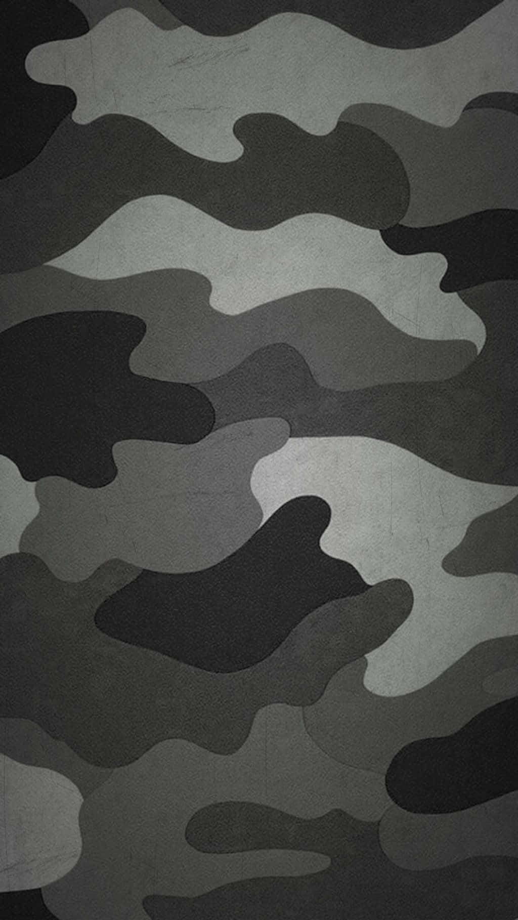 camouflage 桌布 壁紙 — 單色迷彩圖案，在紋理背景上帶有流動的灰色和黑色形狀。