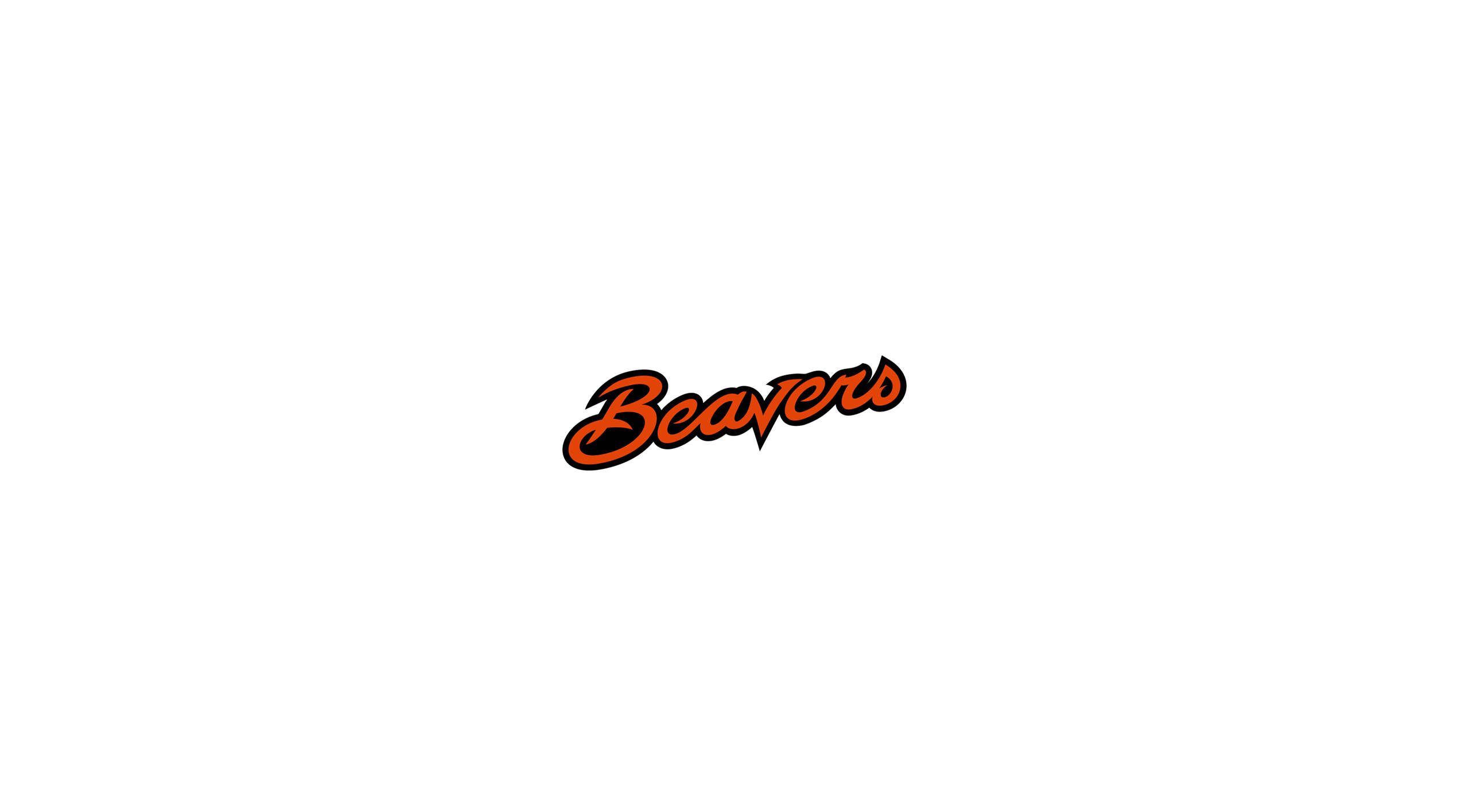 Oregon 桌布 壁紙 — 單詞 'Beavers' 以粗體橙色字體帶黑色輪廓，居中於純白色背景上。