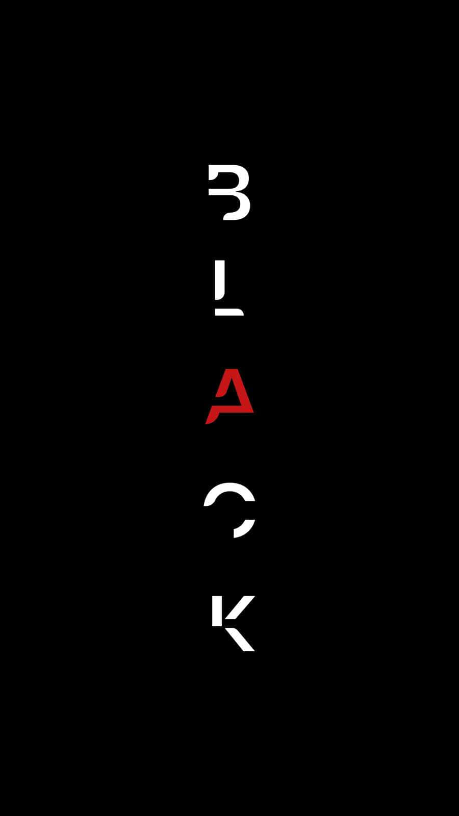 黑色 iPhone 桌布 桌布 壁紙 — 單詞 black 垂直拼寫，紅色 'a' 在純黑色背景上。