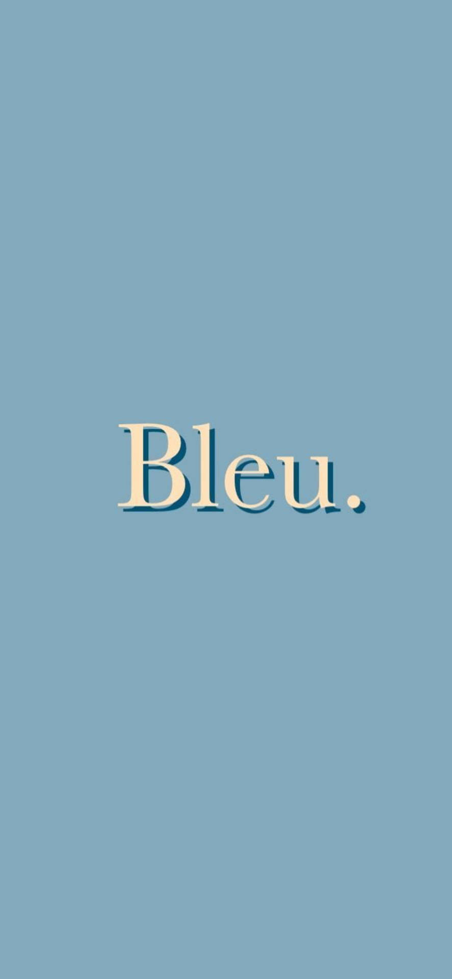 在柔和藍色背景上顯示「Bleu.」的奶油色文字。 — 淺藍色美學動圖 壁紙