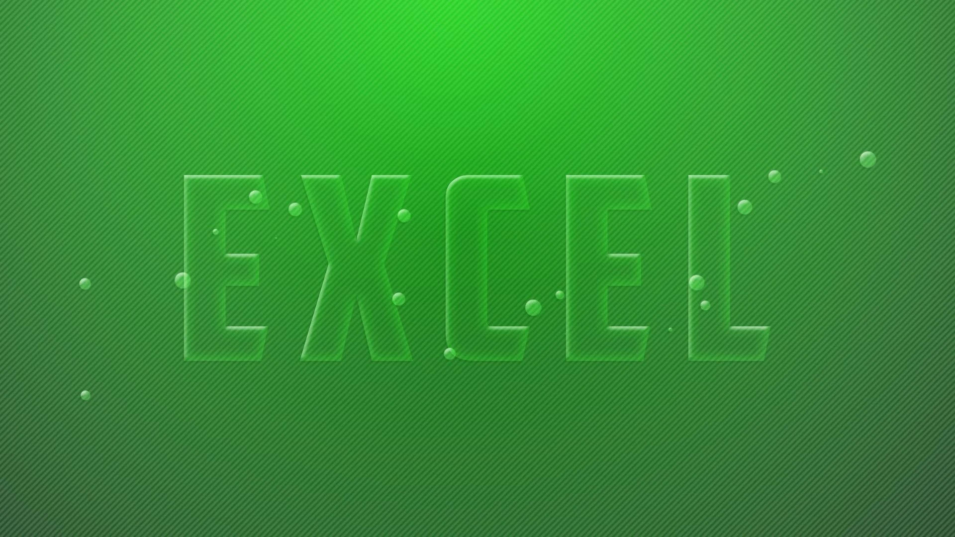 發光綠色 EXCEL 文字，帶有浮動氣泡，背景為漸變色。 — Microsoft 壁紙