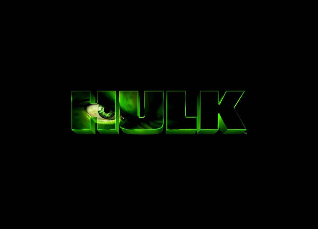 黑色背景上，字母 O 中帶有眼睛的發光綠色 Hulk 標誌。 — 浩克 GIF 壁紙