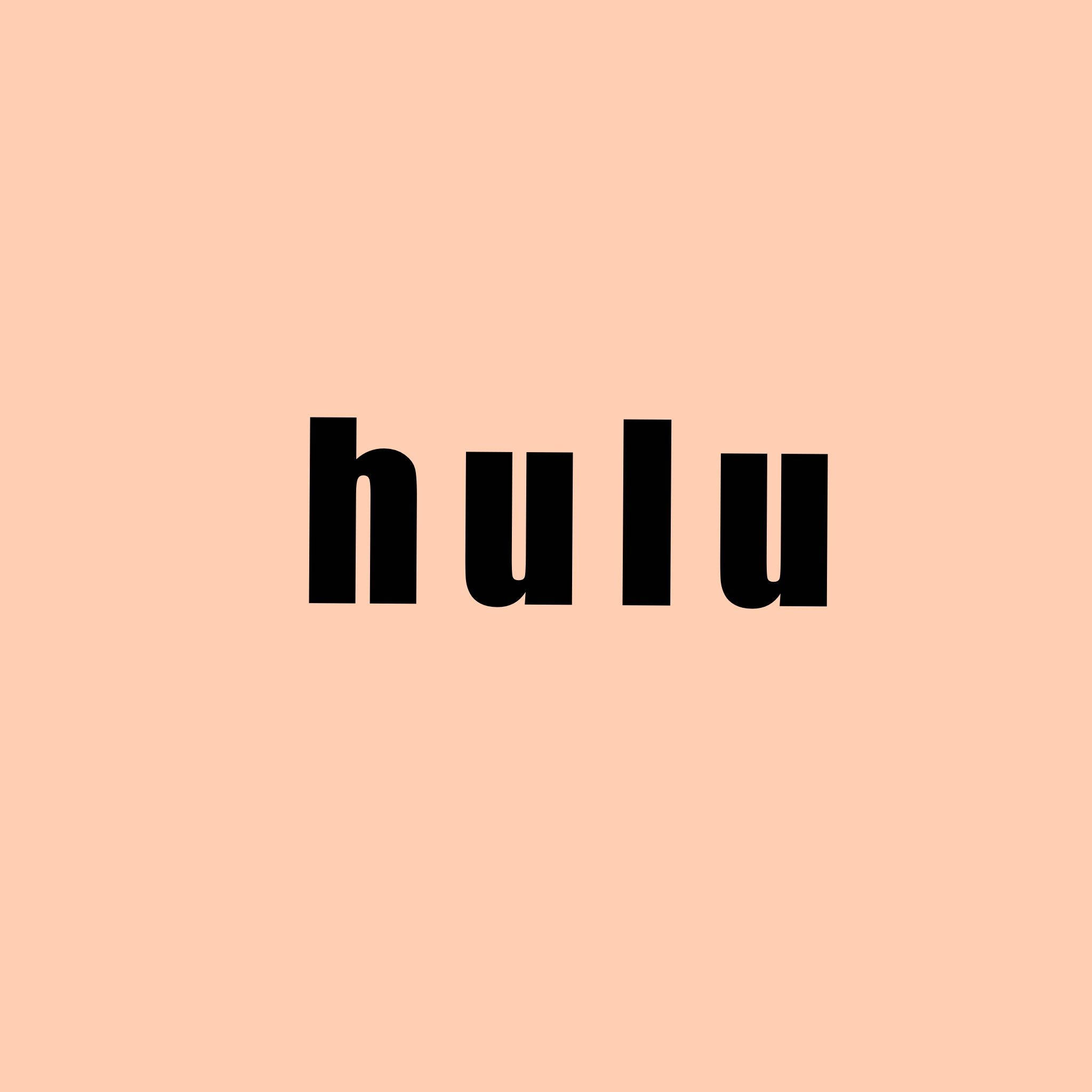 Hulu 桌布 壁紙 — 單詞 hulu 以粗體黑色字母居中顯示在純蜜桃色背景上。