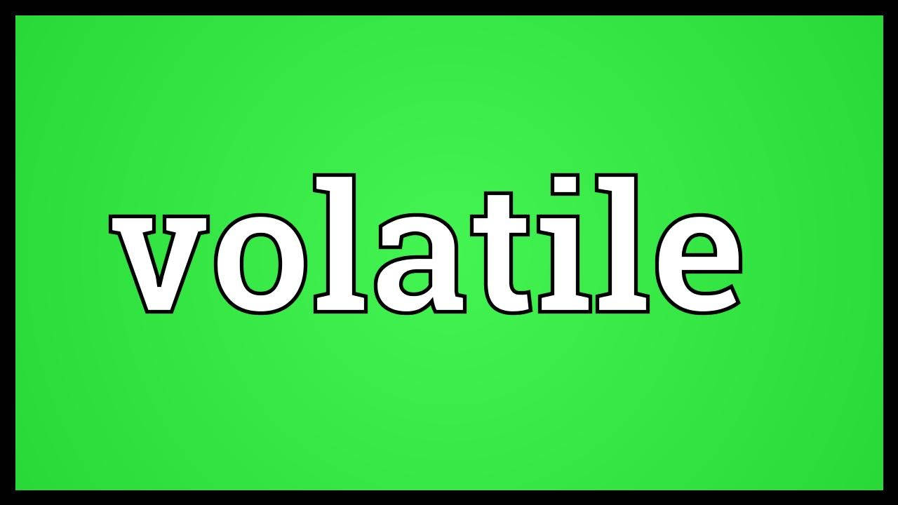 Words 桌布 壁紙 — 單詞 volatile 以粗體白色字母居中顯示在純綠色背景上，帶有細黑色邊框。