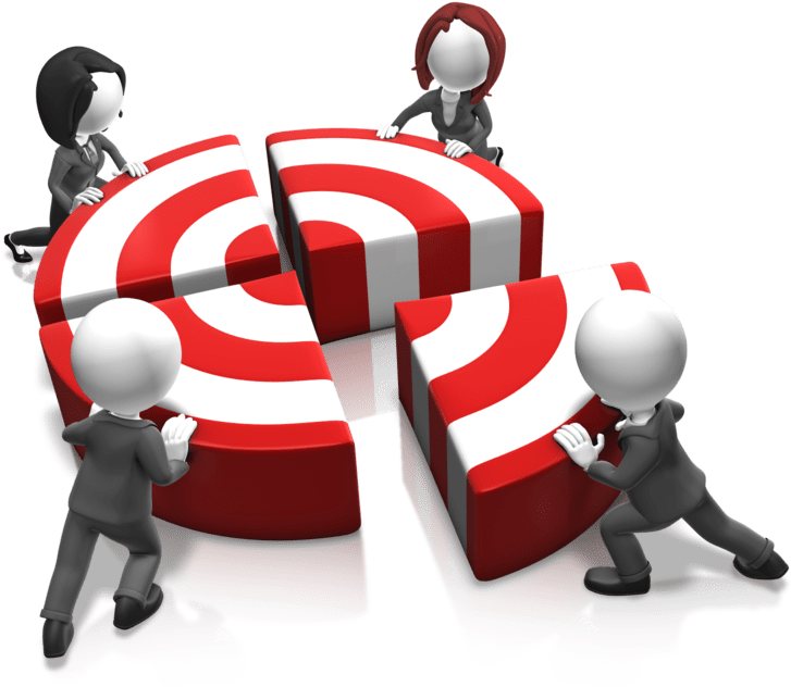 Teamwork 桌布 壁紙 — 四個3D渲染的商業人物在黑色背景上將大型紅色和白色目標方塊推在一起。