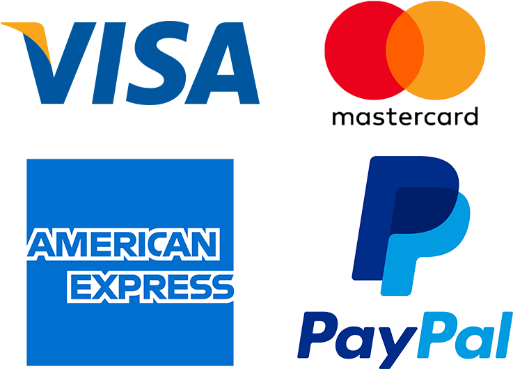 美國運通 桌布 壁紙 — 四個主要支付標誌顯示在黑色背景上，包括Visa、Mastercard、American Express和PayPal。