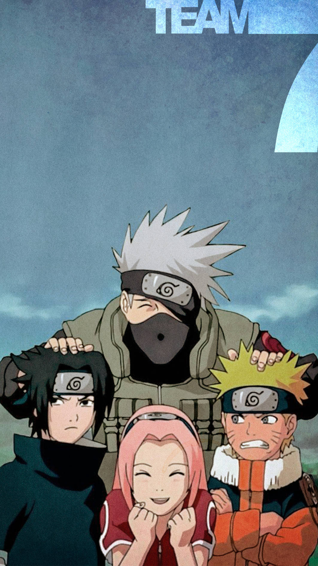 Naruto Characters 桌布 壁紙 — 四個動漫忍者角色一起站在多雲的天空下，上方有「TEAM」文字。