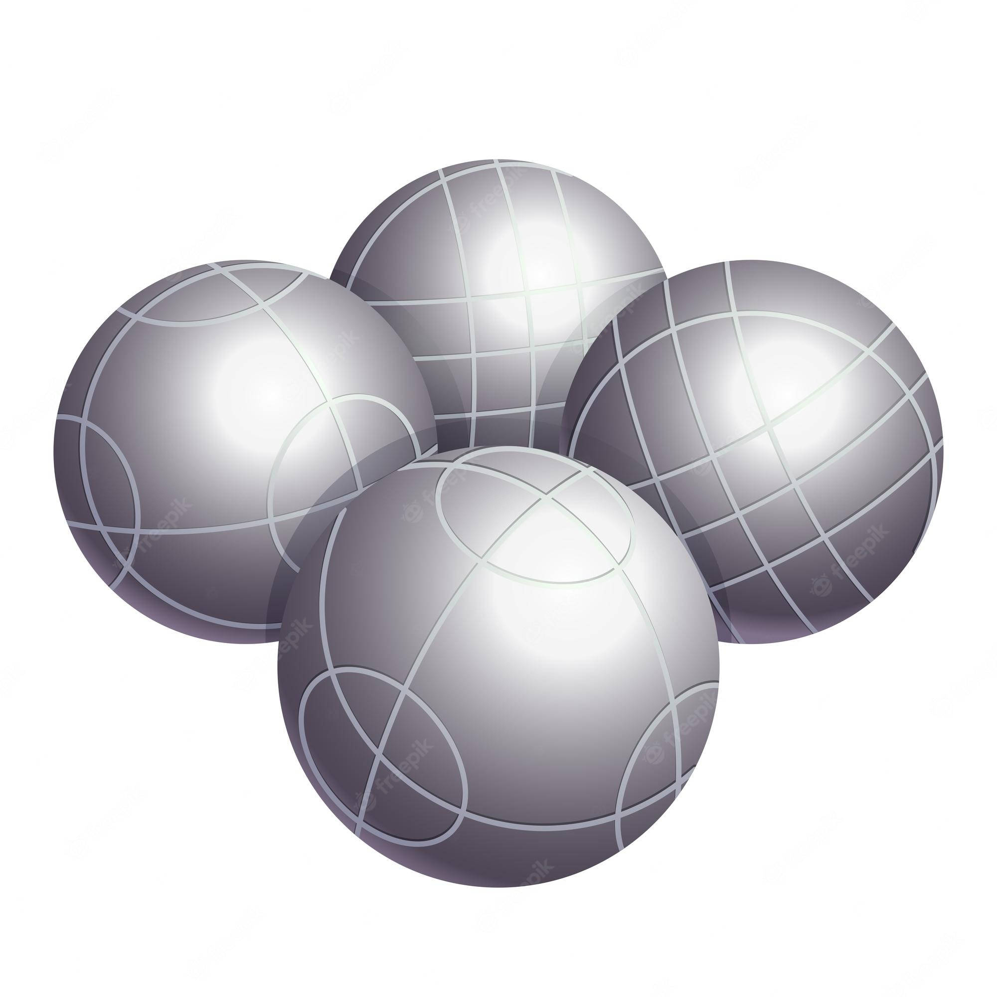 balls 桌布 壁紙 — 四個帶有網格線的金屬球體排列成簇，背景為純白色。