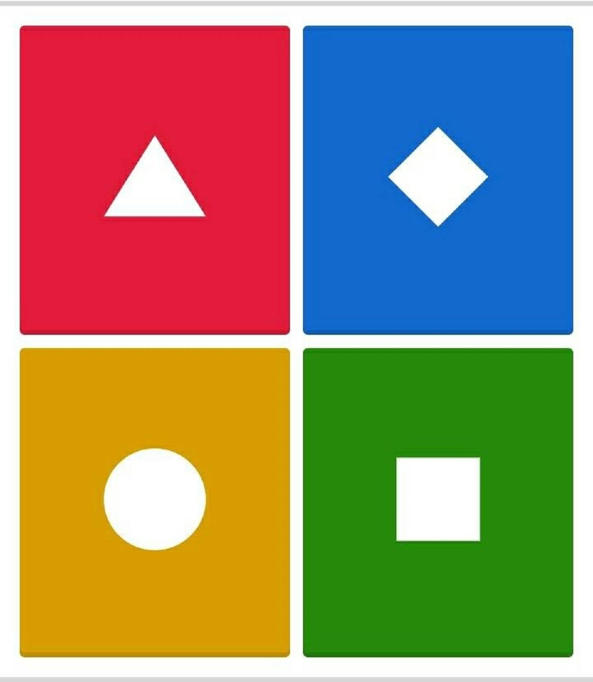 Kahoot 桌布 壁紙 — 四個彩色正方形各包含一個白色幾何形狀：三角形、菱形、圓形和正方形。
