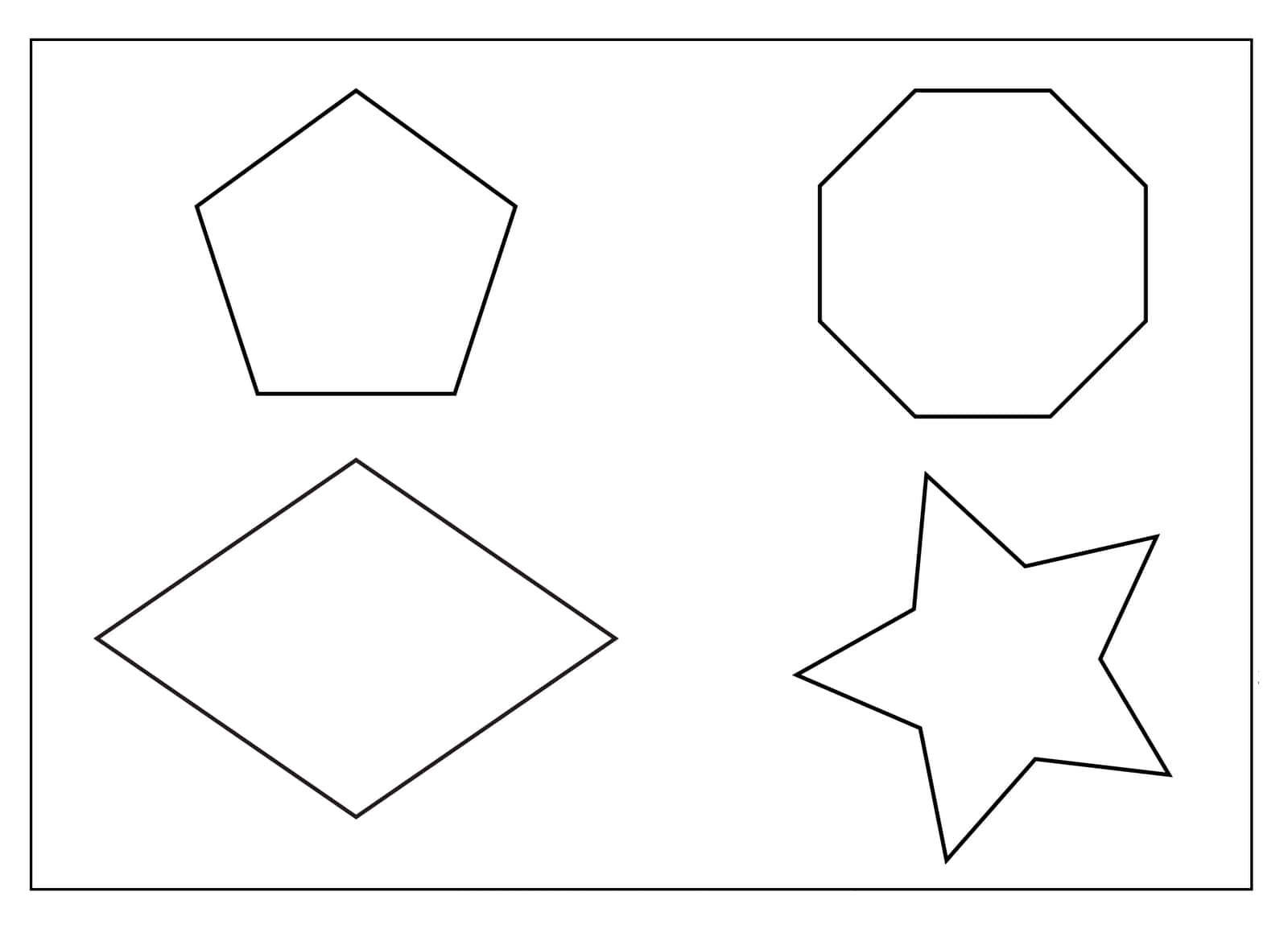 Shapes 桌布 壁紙 — 四個簡單的幾何形狀，以黑色輪廓繪製在純白色背景上。