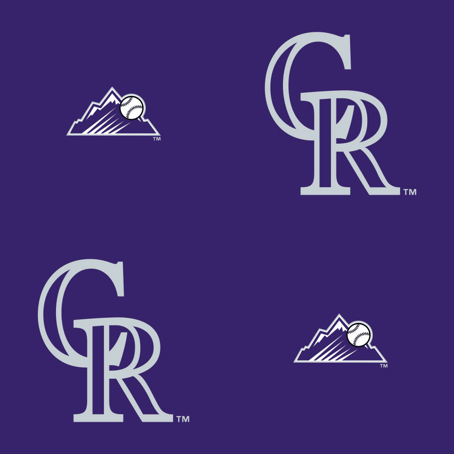 Rockies 桌布 壁紙 — 四個銀色的科羅拉多洛磯棒球隊標誌在深紫色背景上。