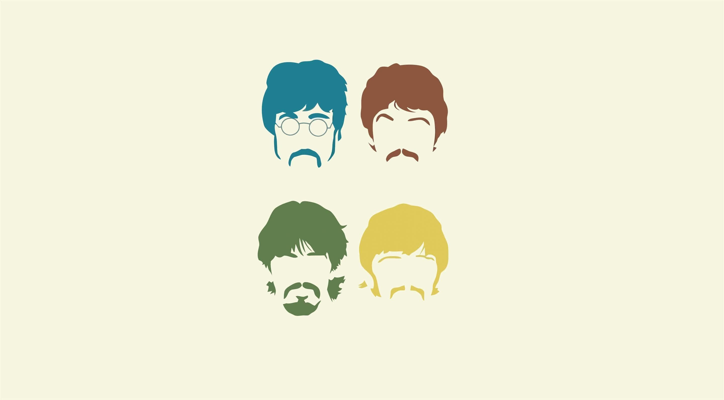 the beatles 桌布 壁紙 — 四個風格化的披頭四面孔，以不同顏色呈現於淺色背景上。