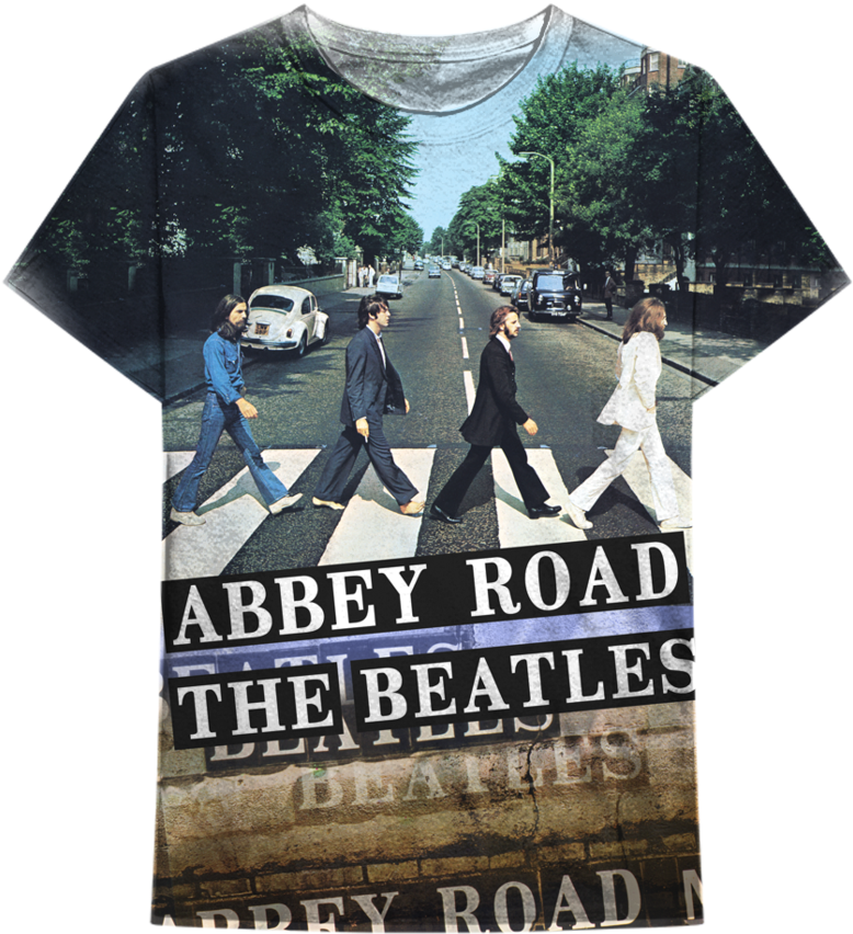 披頭四 桌布 壁紙 — 四名身穿西裝的男子在艾比路（Abbey Road）的斑馬線上過馬路，街道兩旁有復古汽車和樹木。