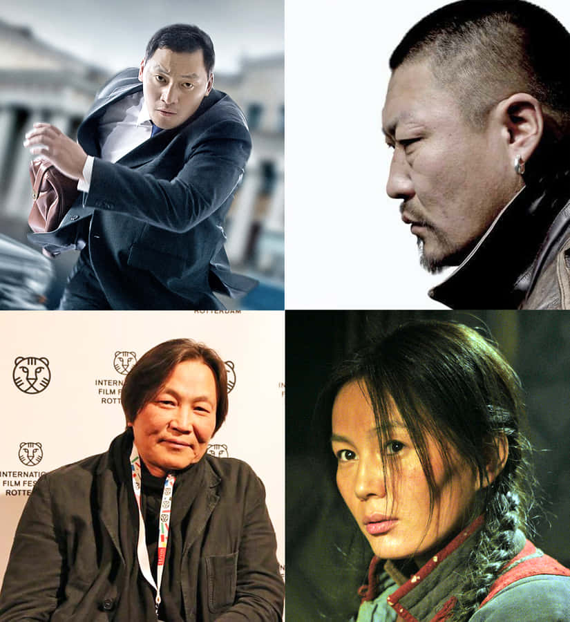 actor 桌布 壁紙 — 四張來自電影和活動的男性與女性在戲劇性燈光和不同場景中的強烈肖像。