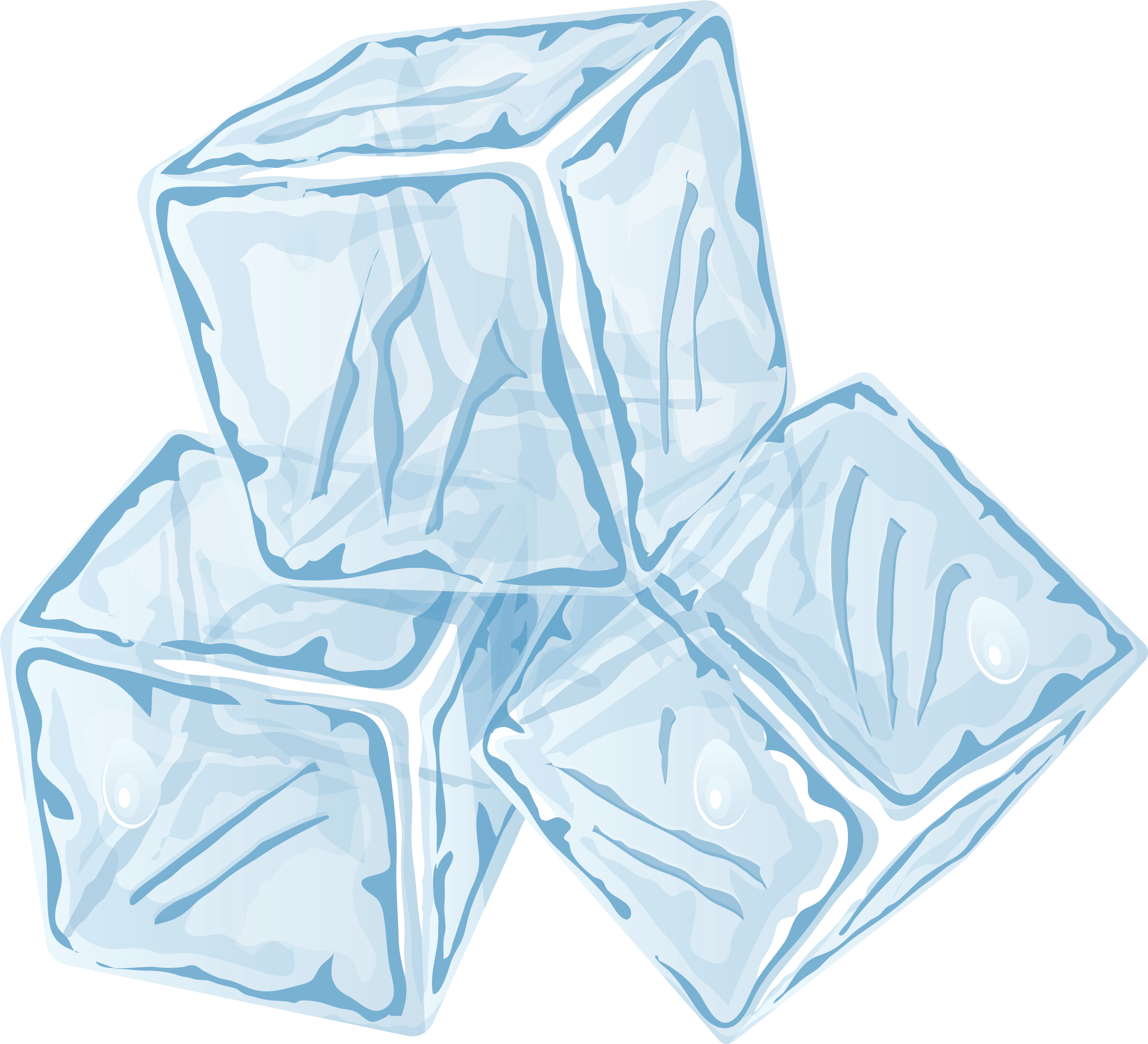 cubes 桌布 壁紙 — 四顆半透明藍色冰塊以金字塔形狀堆疊在純黑背景上。