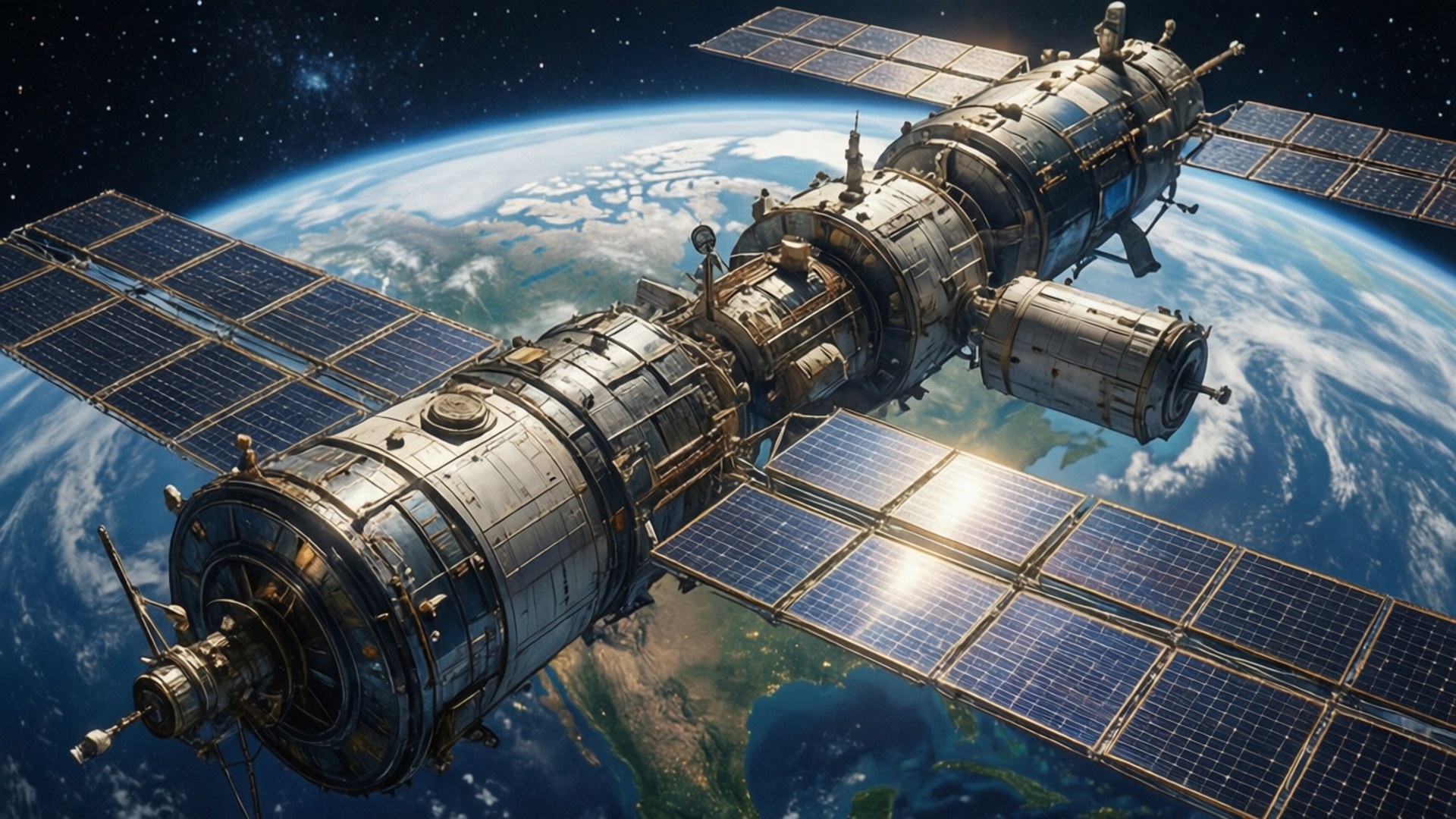 國際太空站繞行地球 壁紙