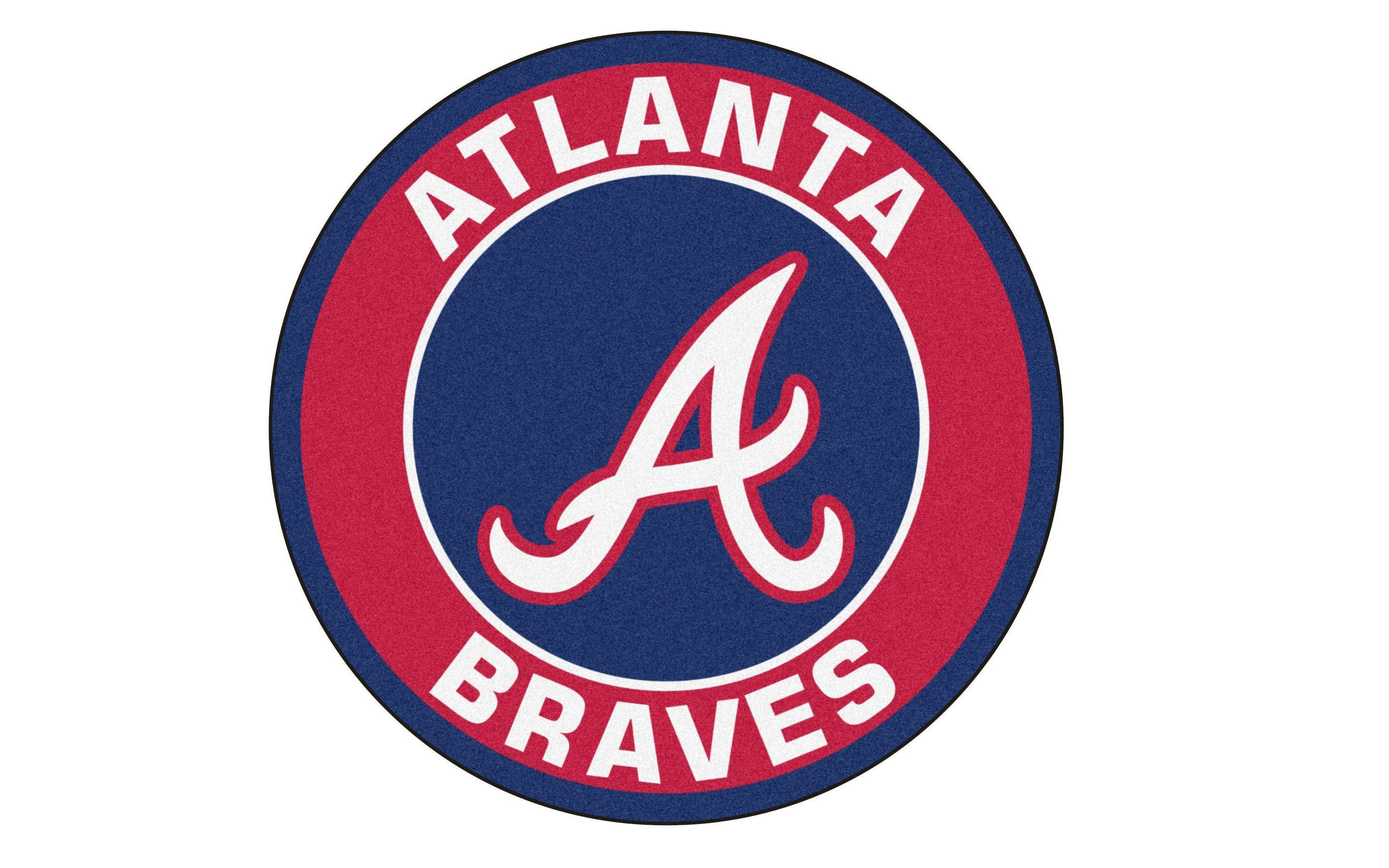 Braves 桌布 壁紙 — 圓形亞特蘭大勇士隊標誌地毯，採用大膽的紅、藍、白色，並帶有風格化的A字。