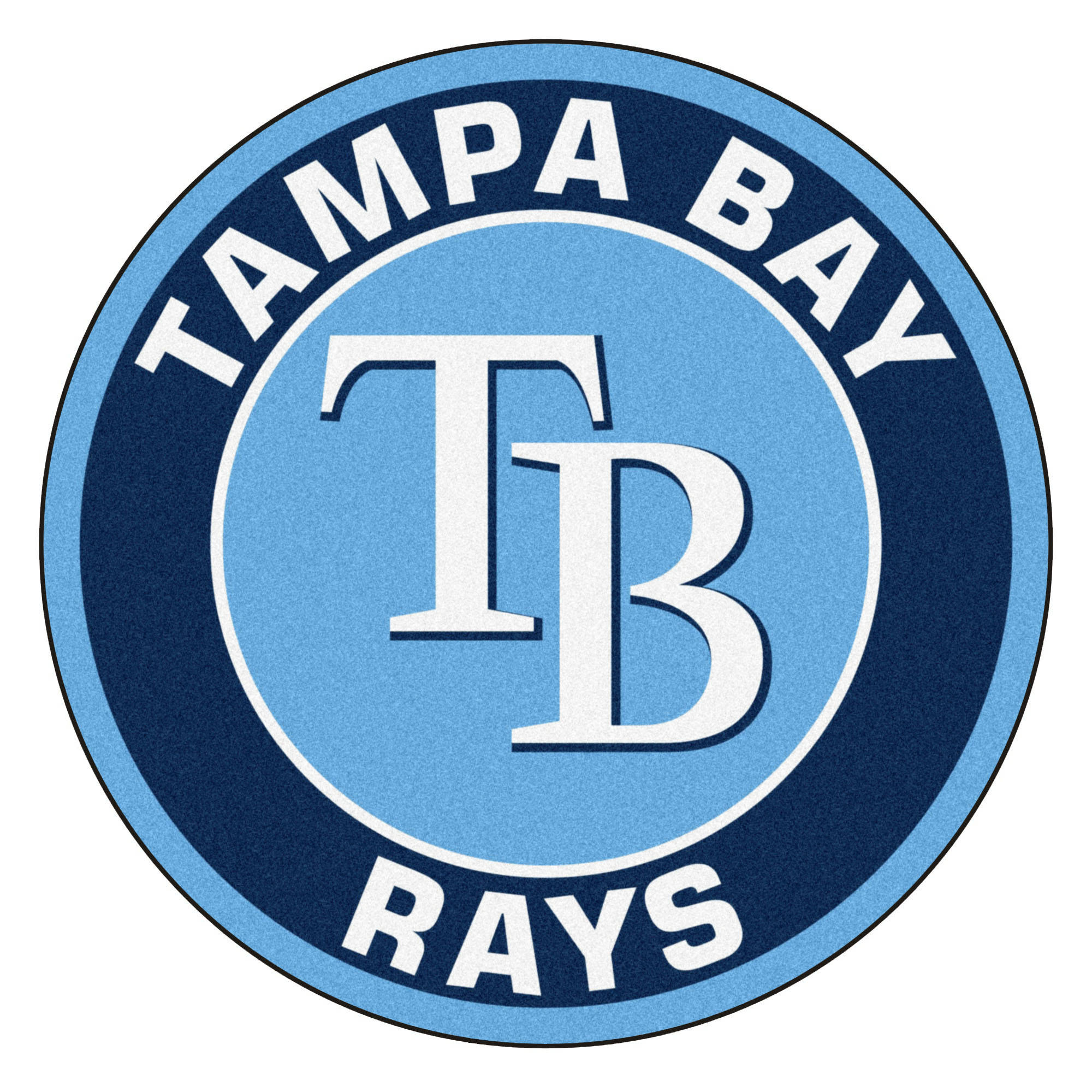 Rays 桌布 壁紙 — 圓形坦帕灣光芒隊標誌，中間淺藍色上有粗體白色TB字母，外環深藍色。