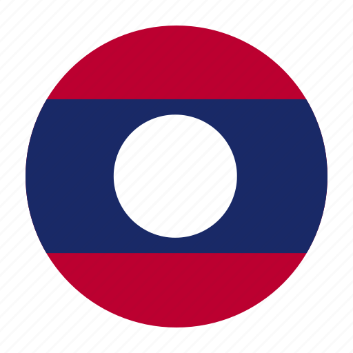 icon 桌布 壁紙 — 圓形寮國國旗，帶有紅色、藍色和白色條紋，背景為黑色斜紋。