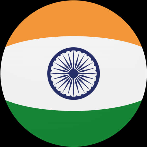 India Flag 桌布 壁紙 — 圓形徽章展示印度三色旗，帶有藏紅花、白色和綠色條紋，中心為海軍藍的阿育王法輪。