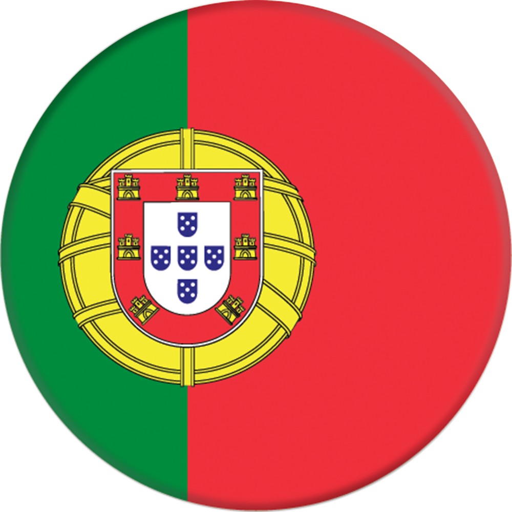 Portugal 桌布 壁紙 — 圓形按鈕，顯示葡萄牙國旗，帶有綠色和紅色的垂直條紋，中央有國徽。