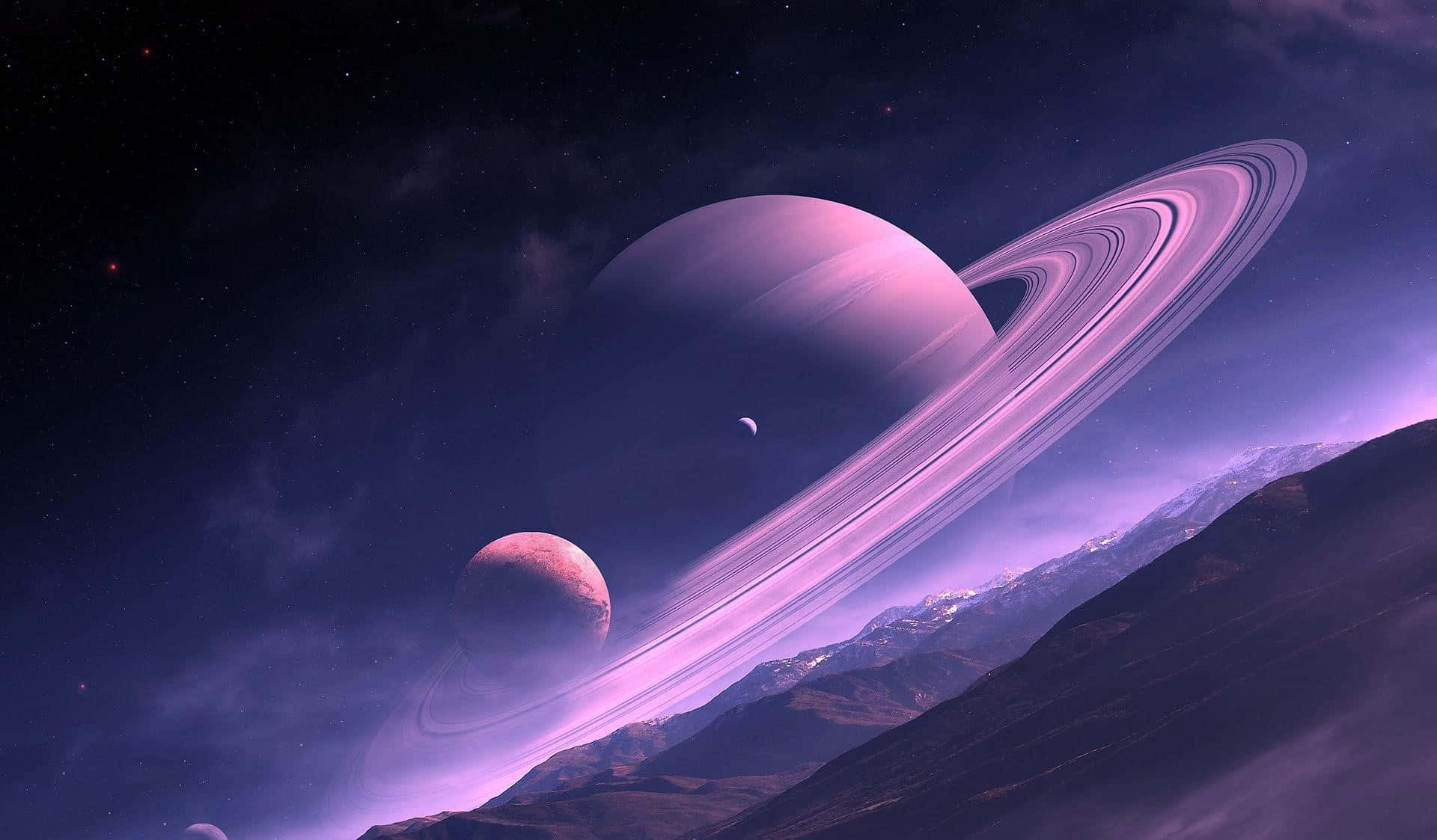 土星行星環與星雲的壯麗背景圖 — 土星 壁紙
