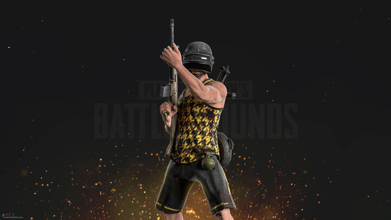 PUBG Battle Royale玩家瞄準步槍，火花四濺