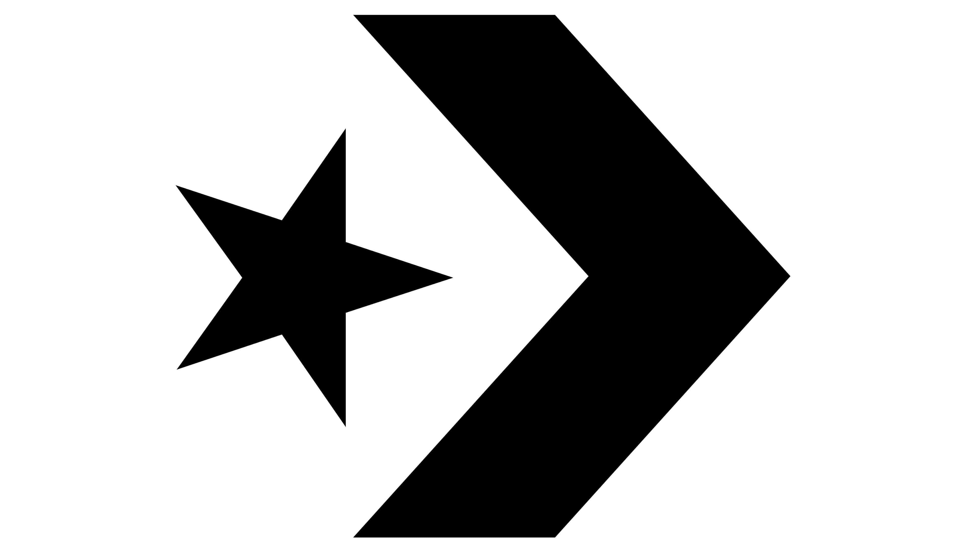 Converse 桌布 壁紙 — 在乾淨的白色背景上，一個大膽的黑色星星和箭頭標誌。