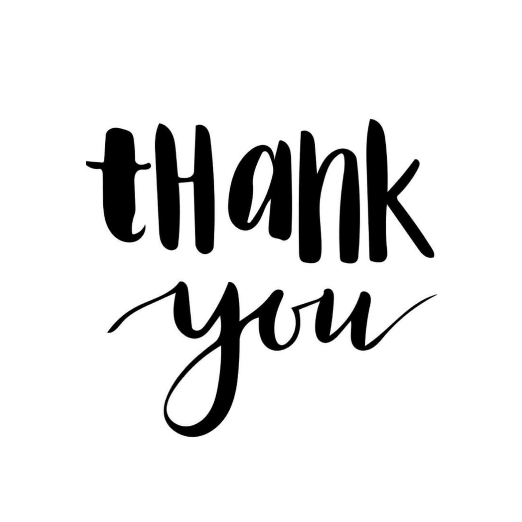 Thank You 桌布 壁紙 — 在乾淨的白色背景上，粗體黑色手寫文字寫著「謝謝」。