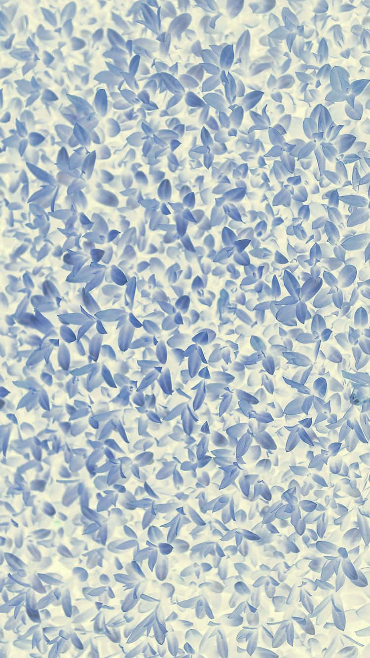 Blue And White 桌布 壁紙 — 在奶油色米白背景上，帶有柔和漸變的散落藍色葉子圖案。