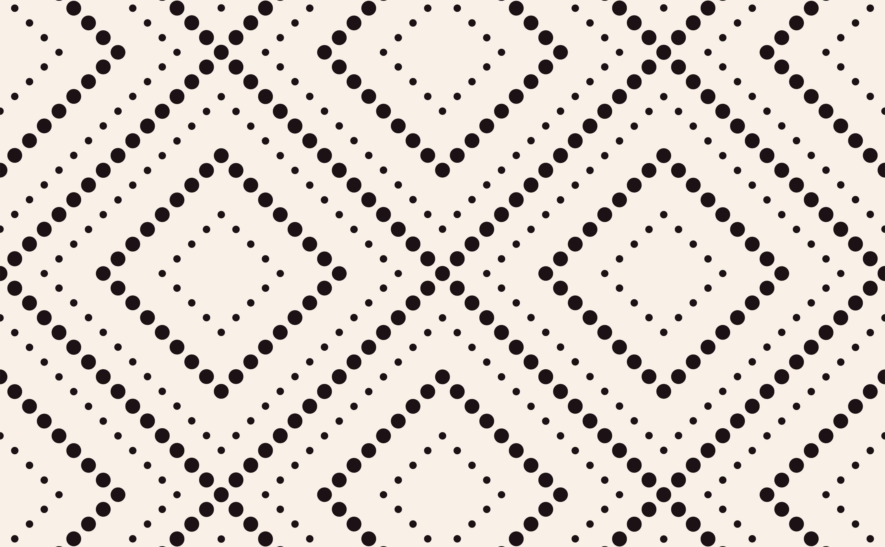 Geometric Pattern 桌布 壁紙 — 在奶油色背景上，重複的黑色點狀幾何圖案形成相互連接的菱形。