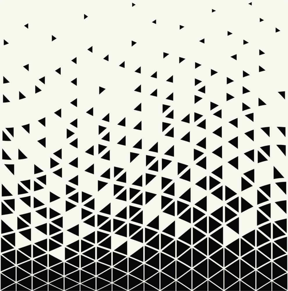 Geometric Pattern 桌布 壁紙 — 在奶油色背景上，黑色三角形組成的極簡幾何圖案，逐漸淡化成密集的三角形網格。