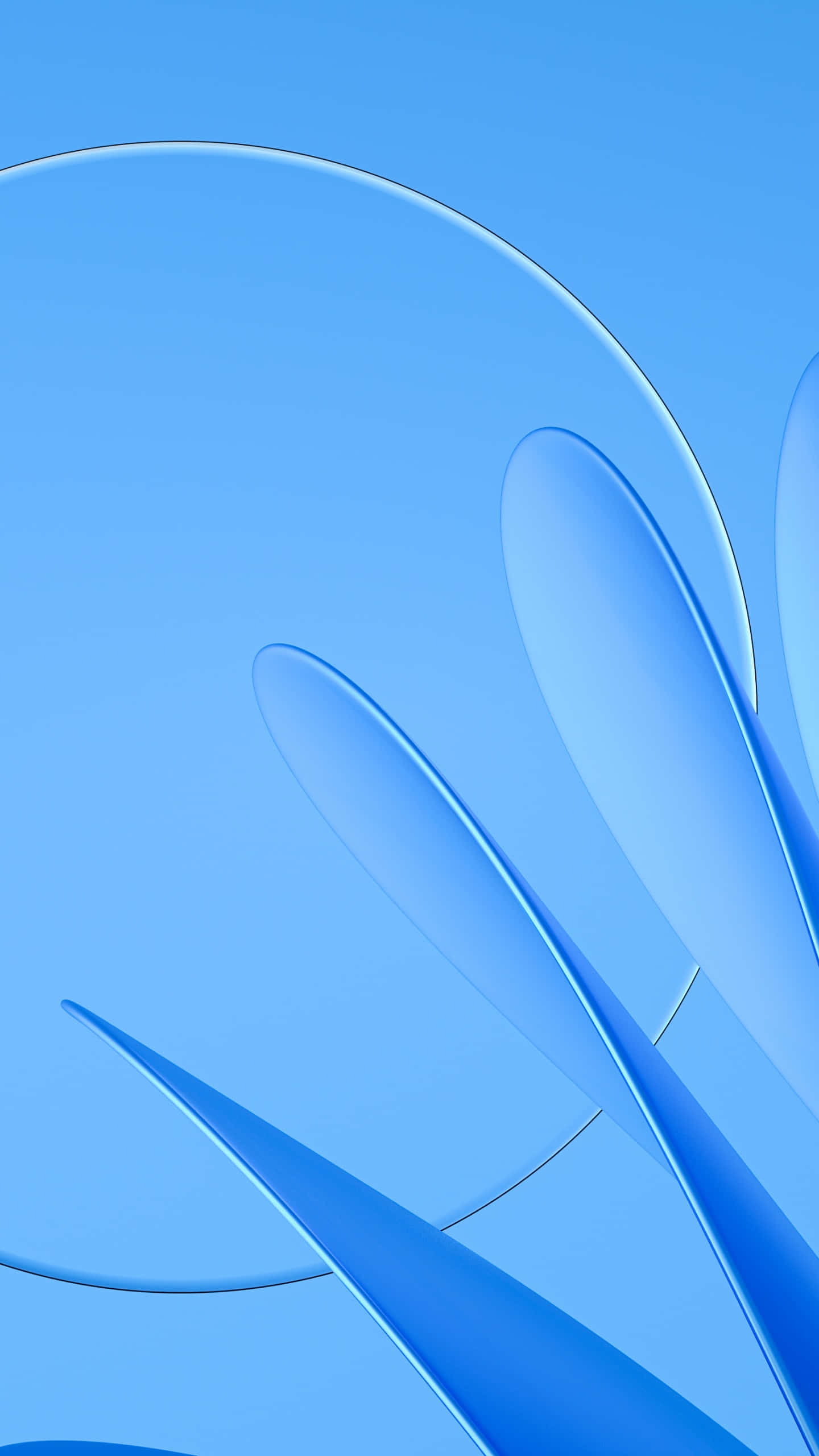 Blue Screen 桌布 壁紙 — 在寧靜的天藍色背景上，抽象流動的藍色形狀帶有漸變色調和柔和的高光。