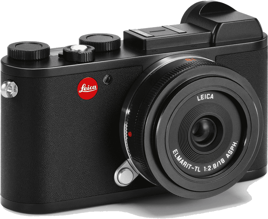 攝影師 桌布 壁紙 — 在工作室燈光下，一款時尚的黑色 Leica TL 相機，帶有紅色標誌和銀色點綴。