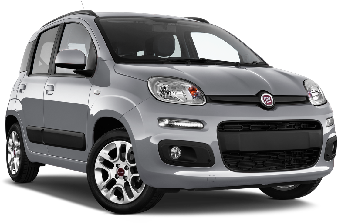 飛雅特 桌布 壁紙 — 在工作室燈光下，一輛時尚的銀色Fiat Panda緊湊型汽車，以純白色背景展示。