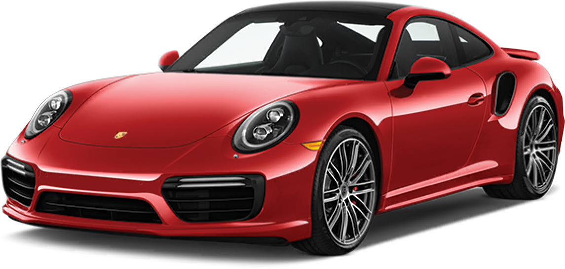 保時捷 桌布 壁紙 — 在工作室燈光下展示的亮紅色保時捷911 Turbo S跑車，帶有黑色飾件和銀色輪圈。