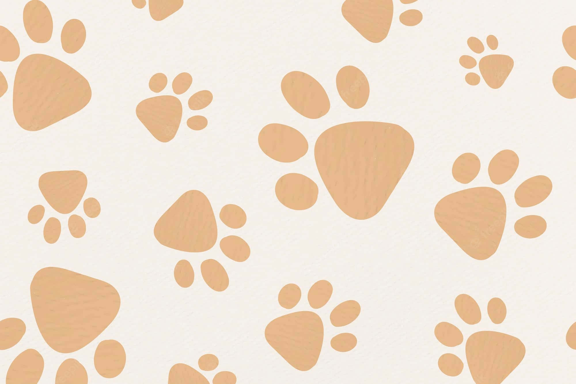 Paw Print 桌布 壁紙 — 在帶有紋理的奶油色背景上重複的米色爪印，創造出一個俏皮的寵物主題壁紙圖案。