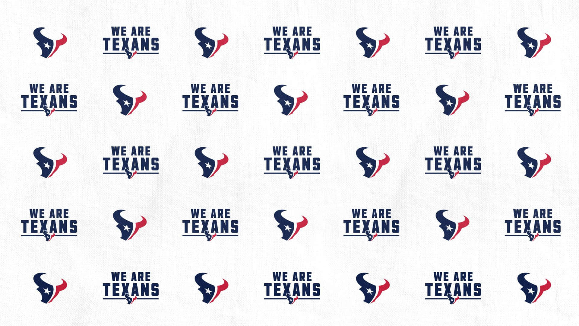 Houston Texans Logo 桌布 壁紙 — 在帶有紋理的白色背景上重複的休士頓德州人隊標誌圖案，採用大膽的海軍藍、紅色和白色。