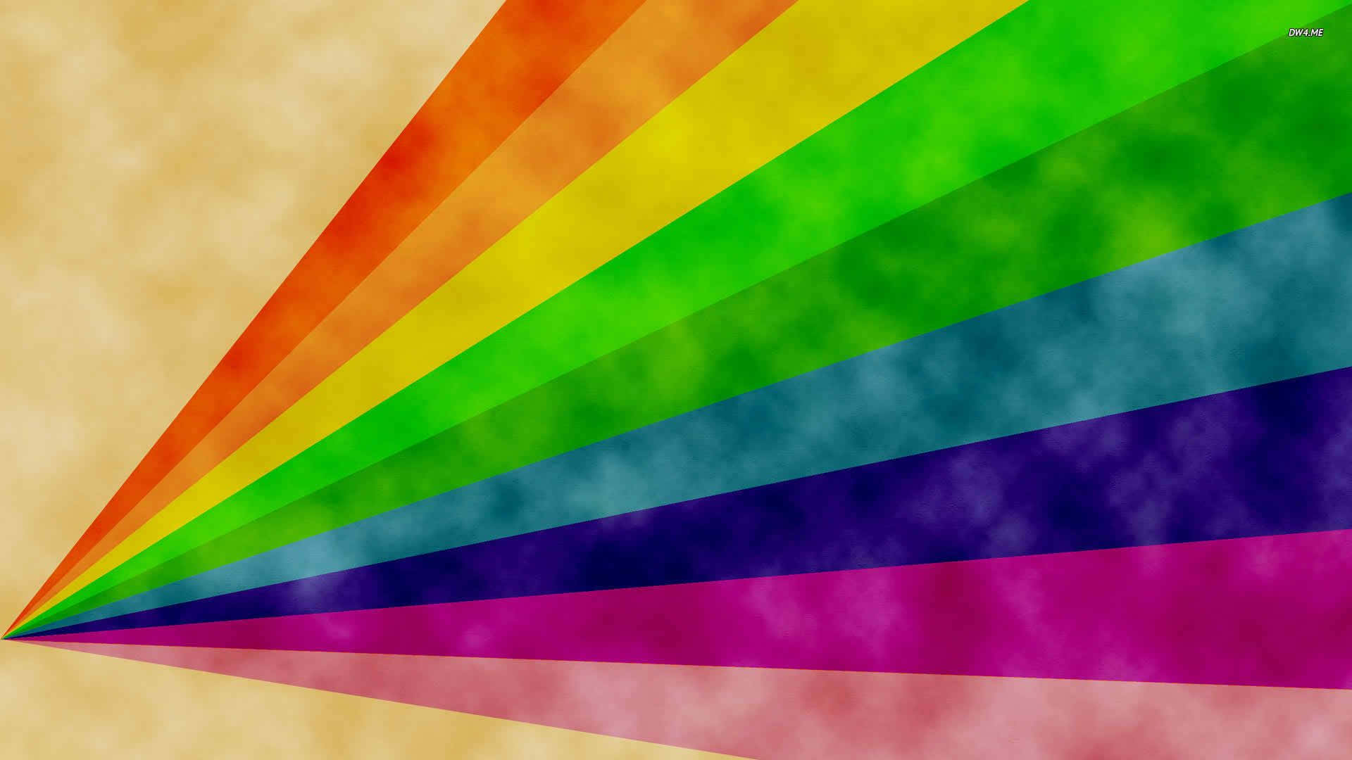 Rainbow Colours 桌布 壁紙 — 在帶有紋理的米色背景上，以水彩風格從一點迸發出充滿活力的彩虹光線。