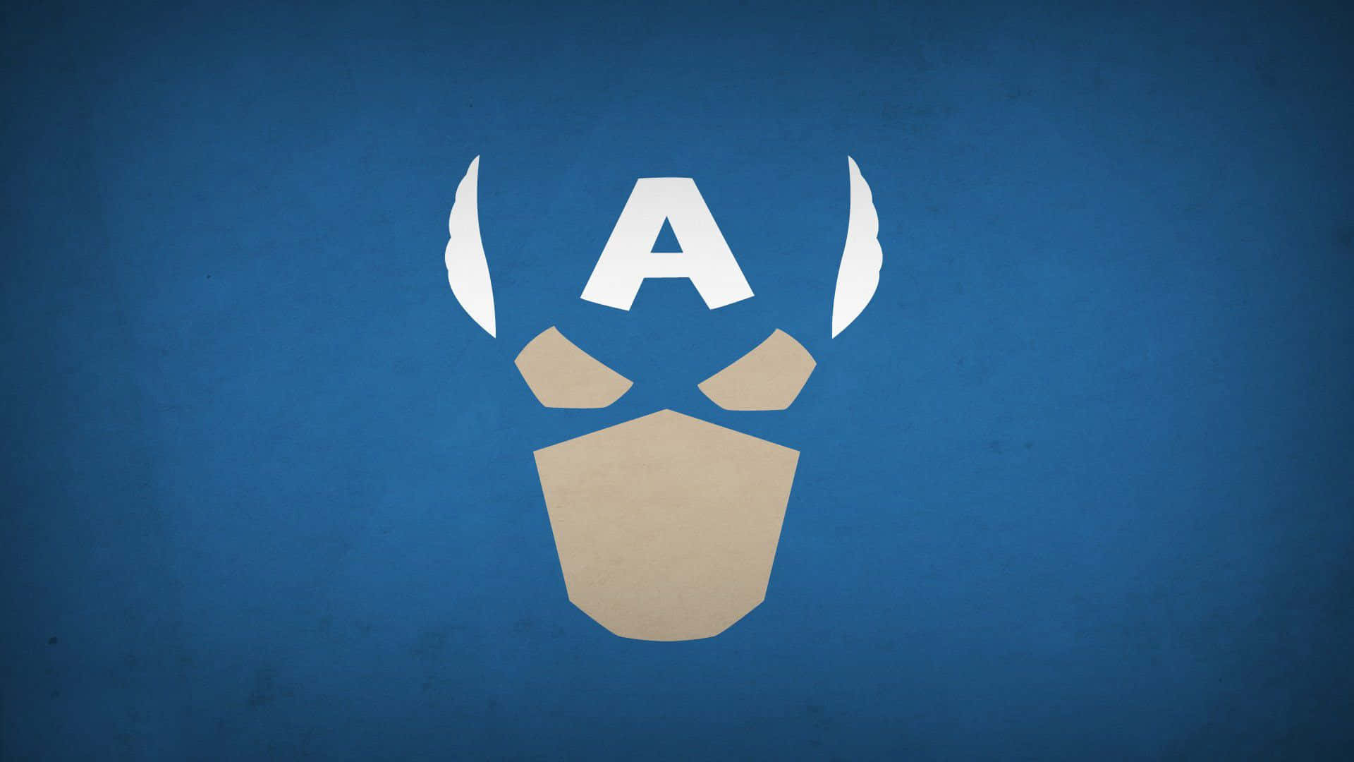 Captain America Logo 桌布 壁紙 — 在帶有紋理的藍色背景上，一個極簡的白色美國隊長頭盔標誌。