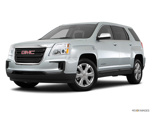 GMC 桌布 壁紙 — 在攝影棚燈光下展示的時尚銀色GMC Acadia SUV，線條簡潔，帶有鍍鉻裝飾。
