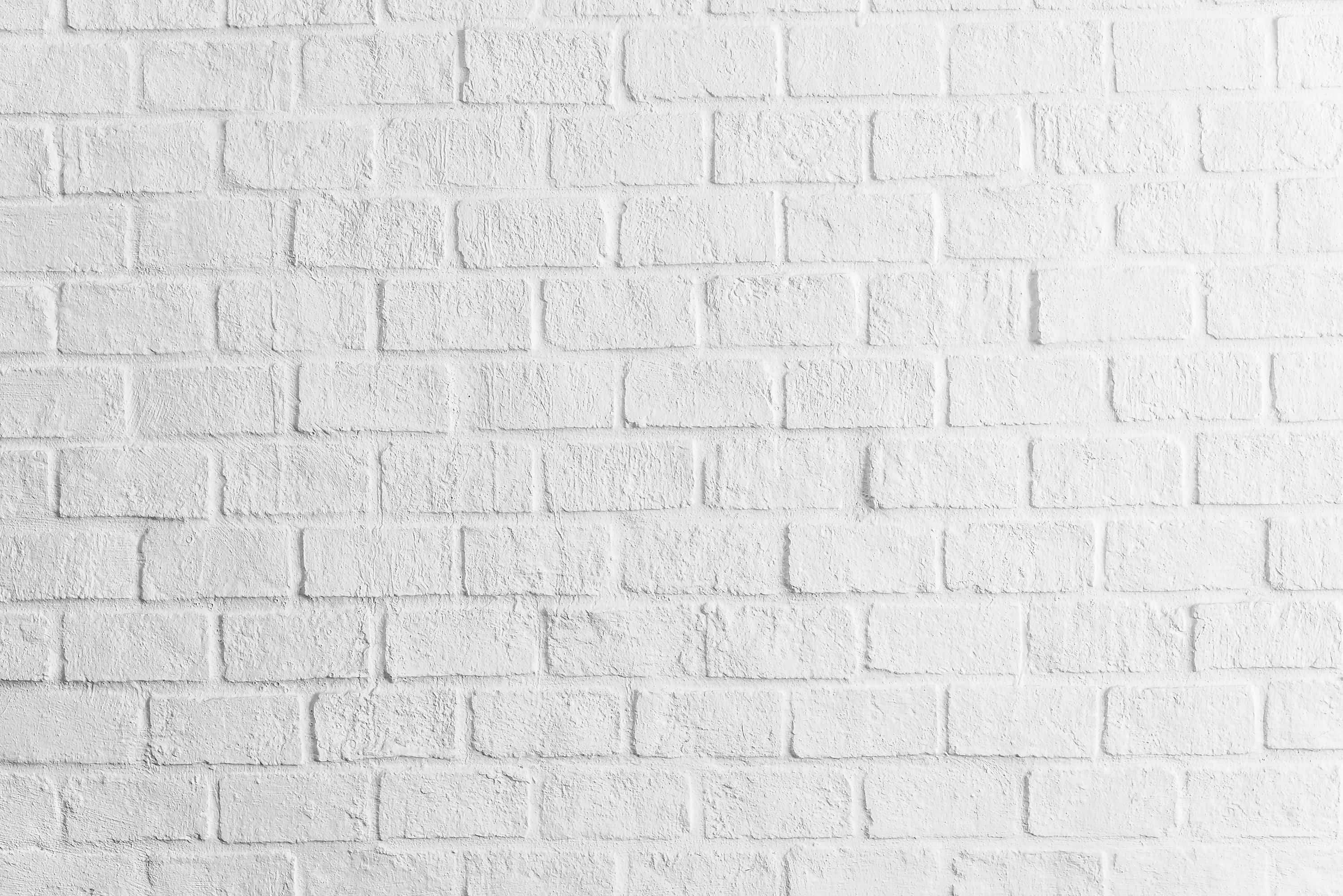 White Brick Wall 桌布 壁紙 — 在柔和均勻的光線下，一面乾淨的白色磚牆，帶有細微紋理和砂漿線。