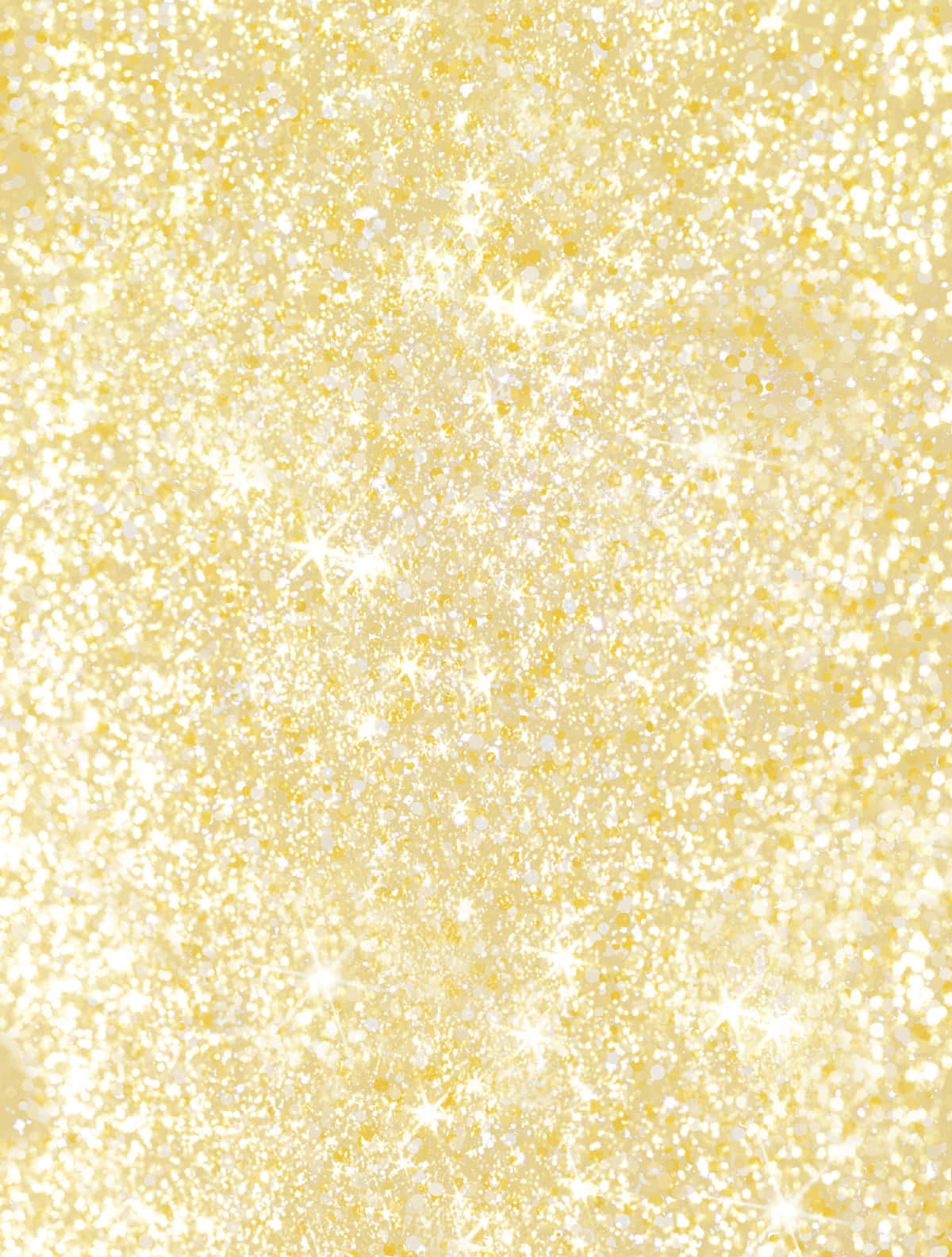 Yellow Glitter 桌布 壁紙 — 在柔和的黃色背景上，閃耀著明亮白色閃光的金色亮粉顆粒的燦爛場域。
