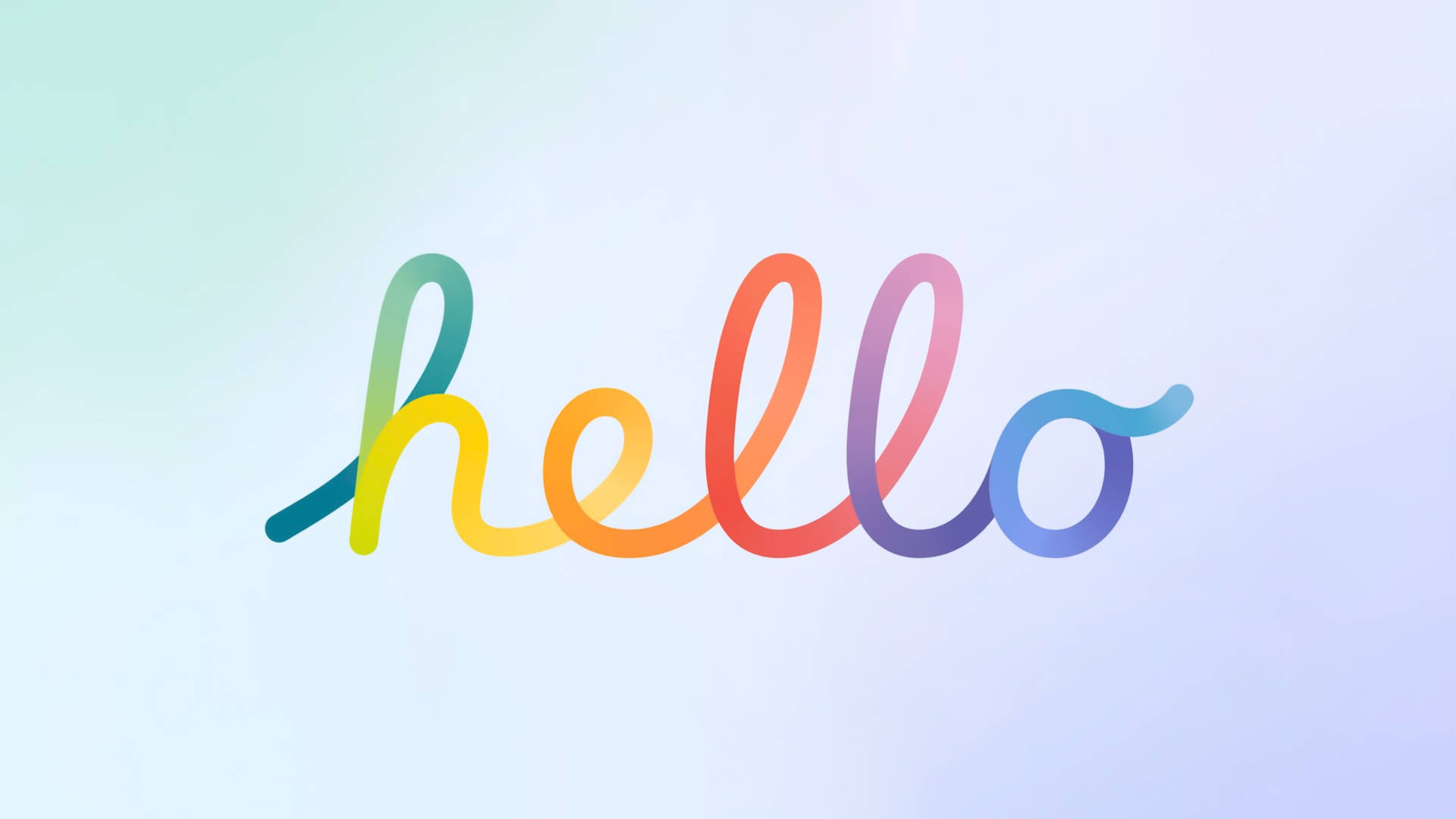柔和漸變背景上的彩虹色hello文字。 — 彩虹 GIF 壁紙