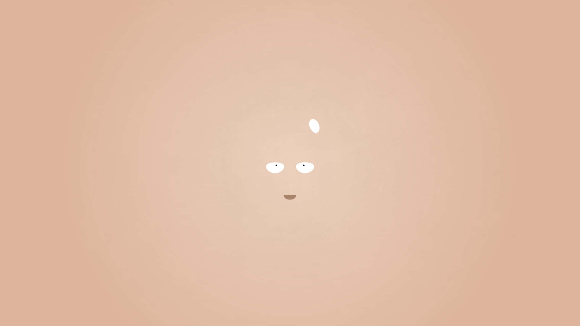 One Punch Man Minimalist 桌布 壁紙 — 在柔和蜜桃漸變背景上，以兩隻眼睛和一個微笑為中心的極簡抽象面孔。